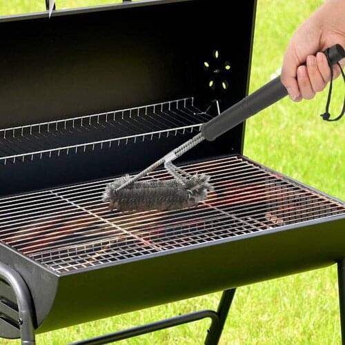 New Barbecue Grill Bbq Brush Clean Tool Stainless Steel Wire Bristles Non-Stick Cleaning Brushes With Handle Accessorie