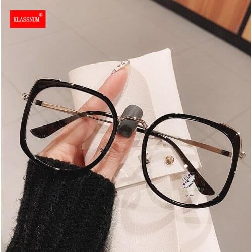 1PCs Fashion Oversized Square Women Glasses Frame Vintage Clear Anti-Blue-Ray Eyewear Men Optical Pink Frame Computer Goggle