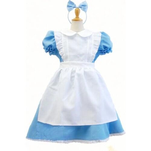 2 To 12 Year Girl Party Wear Halloween Dress Up Costume for Kids Birthday Outfits Alice In Wonderland Cosplay Clothes