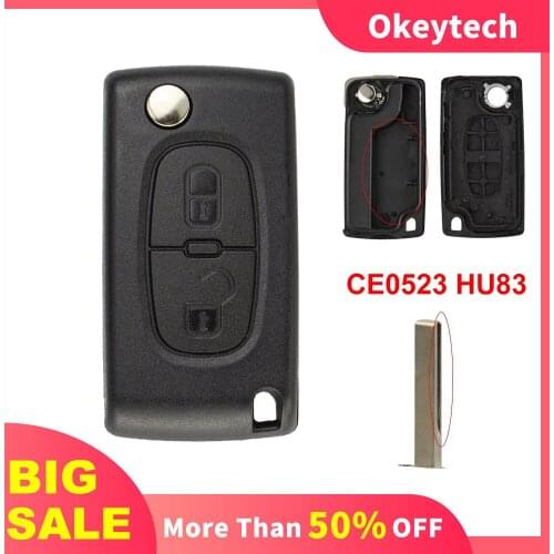 OkeyTech 1/5PCS 2 Button Flip Remote Car Key Shell Case Fob For Peugeot 206 407 307 For Citroen C3 C4 berlingo CE0523 HU83 Blade