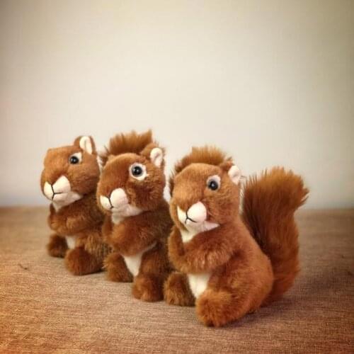 Original Cute Red Squirrel Simulative Wild Animal Soft Stuffed Plush Toy Doll Birthday Gift Children Baby Gift