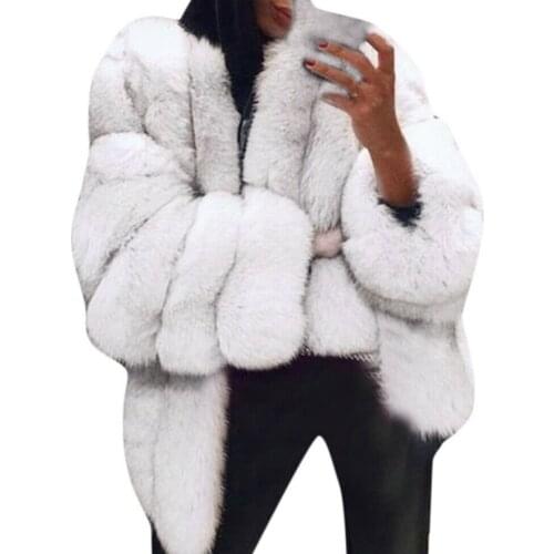 Elegant Women Coat Solid Warm Sexy Long Sleeve Fluffy Outwear Crew Neck Winter Party Short Faux Fur Fashion Daily Dating