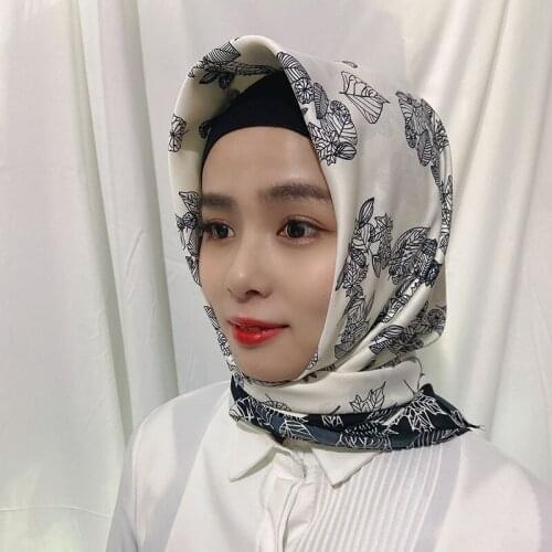 Black and white Rose Scarves Women Silk Scarf Fashion Silk Shawl Head Covering Ladies Professional 90*90cm Squares New Design