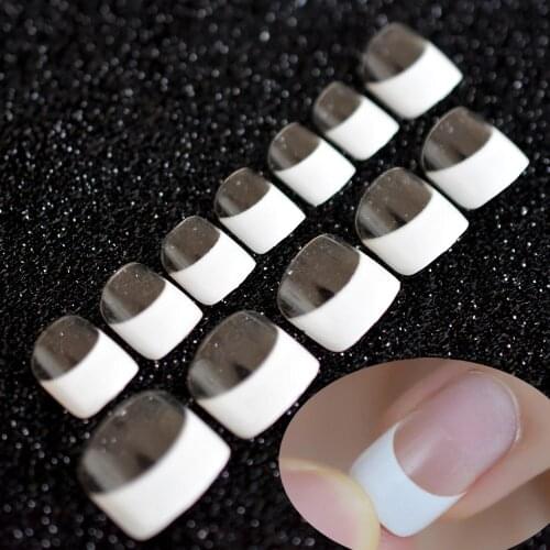 Clear White French Half False Fake Nails Transparent Extension Nail Tips Square Flat Top Artificial Acrylic Gel UV Manicure DIY