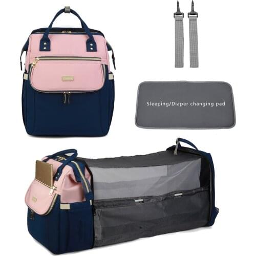 3 in 1 Multifunctional Lequeen Diaper Backpack Folding Crib Maternity Nursing Bag Mommy Bags Big Capacity Travel Backpacks