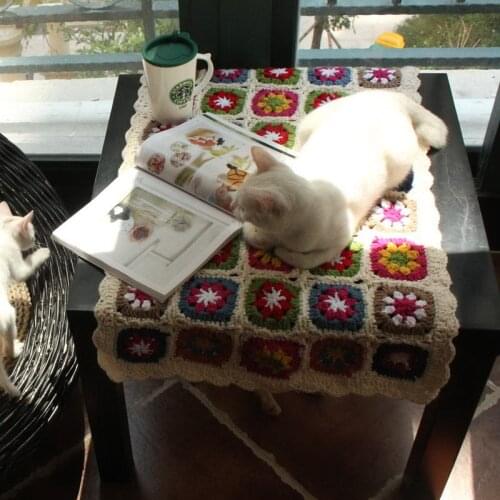 Hand Hook Tablecloth Fashion Scarf Crochet Blanket Handmade Crochet Table Mats Car Seat Cushion Pastoral Place Mat Yoga Bolster