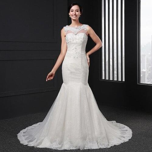 SLJ-006 wedding dress 2020 white mermaid lace backless beaded corset sexy vintage elegante celebrity koktajlowe prom robe long