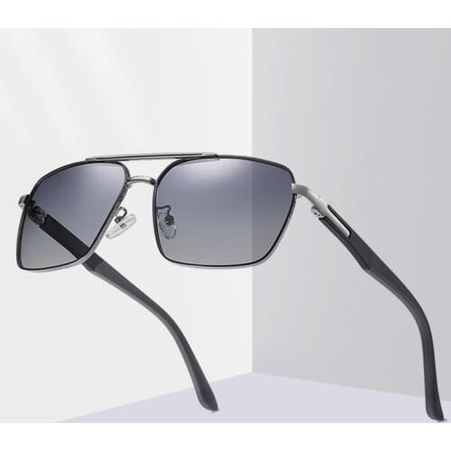 Square Design Sunglasses Driving Anti-glare Sunglasses Double Color Spring-Leg SunGlasses Polarized Sunglasses Men Gafas De Sol