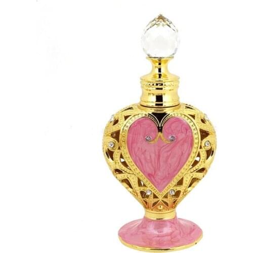 12ml Antiqued Love Heart Shape Essential Oil Bottle Glass Travel Storage Empty Perfume Bottle for Outdoor