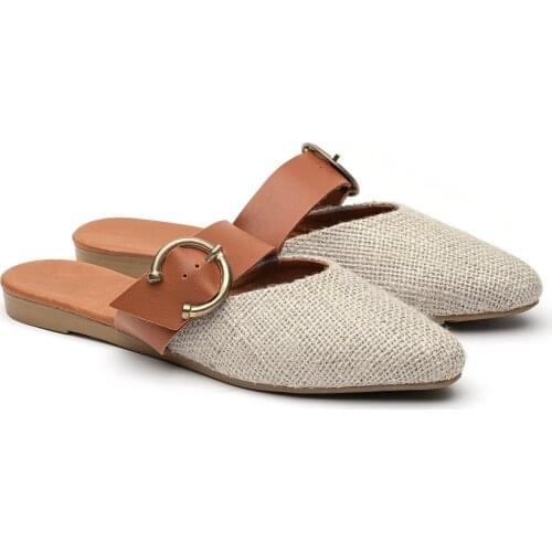 OCT Shoes Women Cream Buckled Slippers TS1043