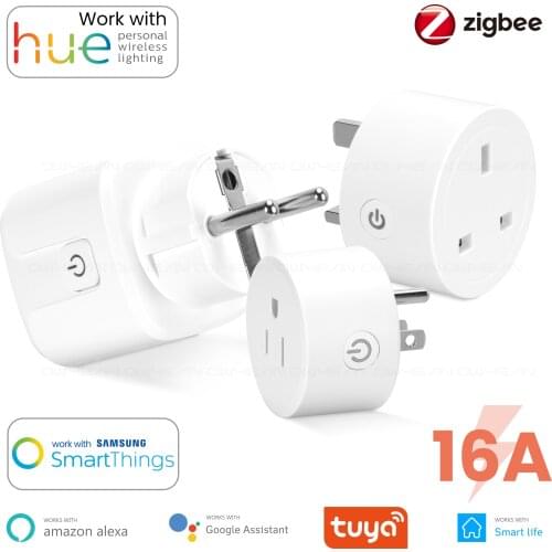 Zigbee3.0 Power EU US UK Smart Plug Socket Remote Control Work with Philips Hue Alexa Tuya Smart Life Smartthings Home Assistant