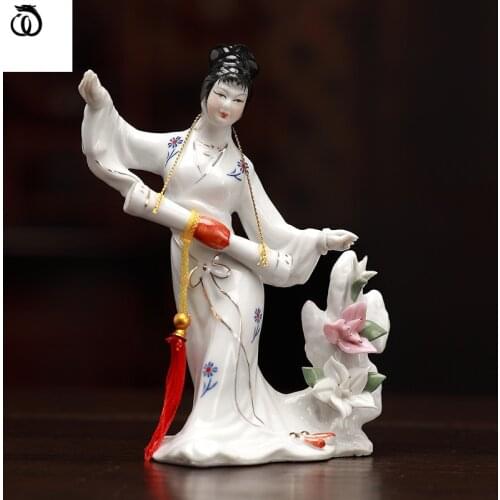 WU CHEN LONG Classical Ceramic Antiquity Lady Art Sculpture Beautiful Women Statue Porcelain Craft Chinese Home Decoration R7116