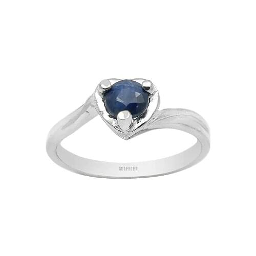 CoLife Jewelry Sapphire Engagement Ring for Woman Solid 925 Silver Sapphire Ring 4mm Natural Sapphire Silver Ring