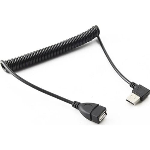 1.5m USB 2.0 Data Spring Extension Cable 90 Degree Elbow USB2.0 Male to Female Telescopic Cable for PC Notebook