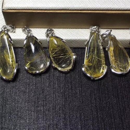 1pcs)100% natural polished yellow hair crystal quartz crystal pendant