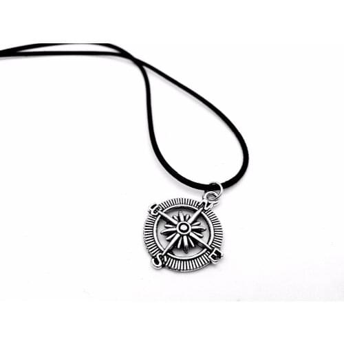 10PCS Antique Vintage Steampunk Vegvisir Compass Necklace Nautical Anchor Rudder Leather Rope Necklaces for Find Direction