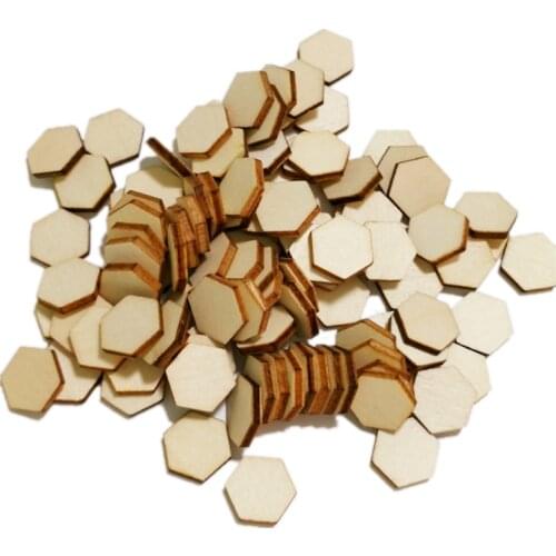 100pcs 15mm Unfinished Wooden Hexagon Shaped Embellishment DIY Craft Wood Cut Shapes Crafts for Crafting Scrapbooking Decoration