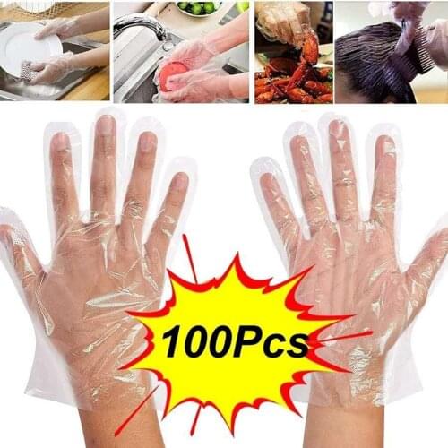 100 Pieces Of Food Grade Transparent Disposable Gloves Anti-stick Improve Hygiene Kitchen Disposable Gloves Food Service Clear