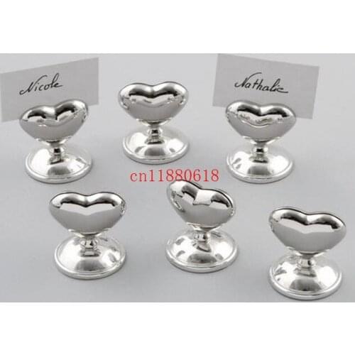 200pcs/lot Free Shipping Newest Heart Design Chrome Place Card Holders Wedding Table Decoration Favors