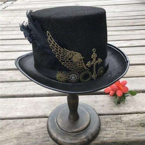 2019 Unisex Men Women Steampunk Top Hat With Metal Gear Dance Party Hat Magic Hat Size 57CM