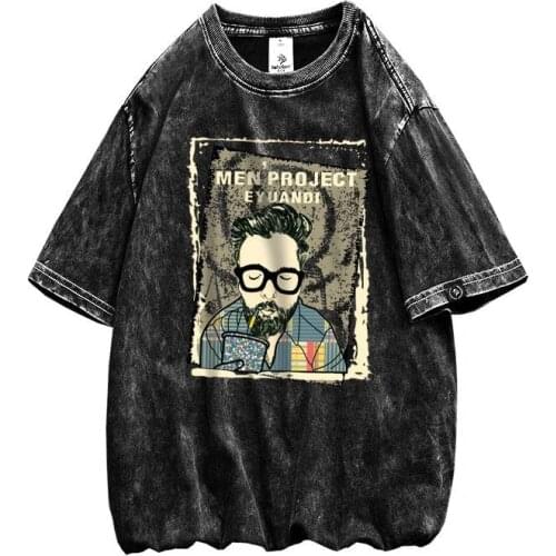 2021 Retro Mens T-shirts 100% Cotton Anime Funny Print Male Tshirt Hip Hop High Quality Tee Tops Casual T Shirt Men Clothing