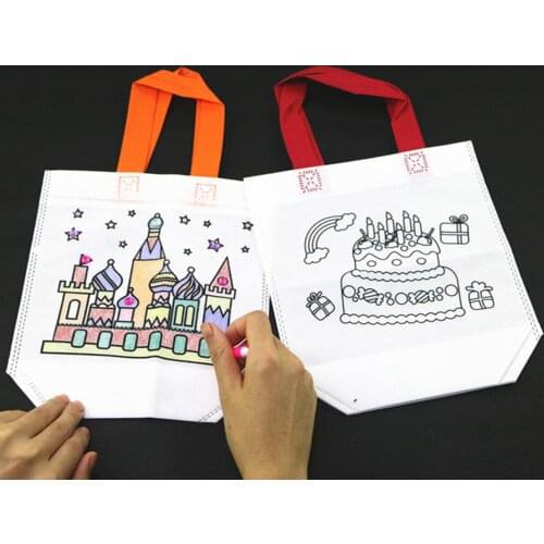 5Pcs Reusable DIY Handmade Educational Practical Durable Convenient Graffiti Eco Bag Watercolor Painting Toy Kids Gift