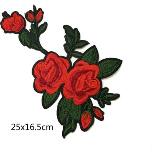 6pcs/lot Large Rose Flower Embroidery Patch Shirt Clothing Decoration Sewing Accessories Craft Iron Diy Applique
