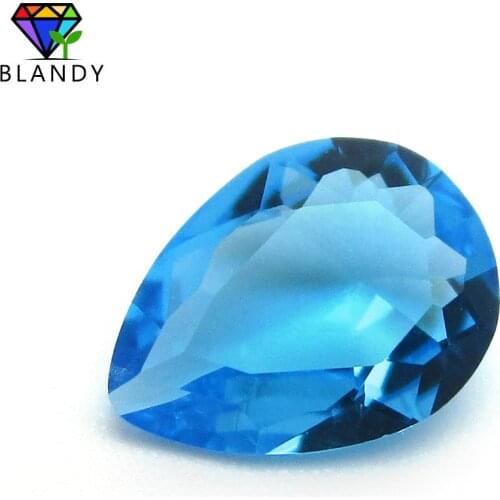 Free Shipping 2x3~13x18mm Pear Shape Loose Marine Water Color Glass Stone 5A Sea blue Synthetic Gems For Jewelry DIY Stone