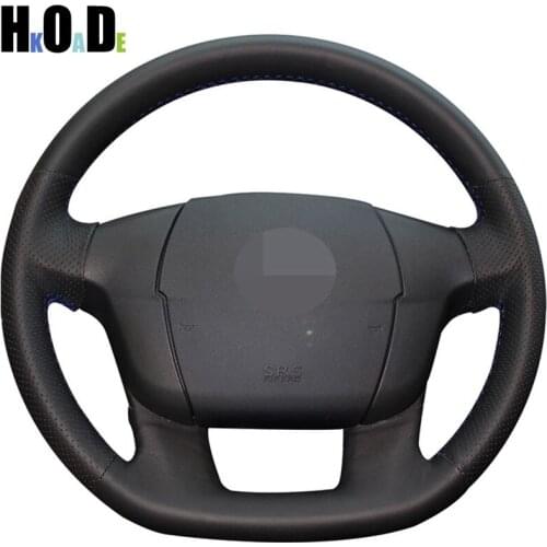 DIY Black PU Artificial Leather Steering Wheel Cover Hand-stitched Car Steering Wheel Covers for Citroen C4 C4L