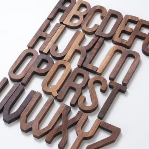 Black Walnut Wall Decorative Letters Numbers Combination DIY Wall Adhesive Decoration Letters House Number Home English Alphabet