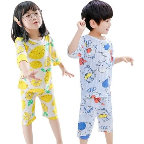 Kids Pajamas Children Sleepwear Baby Pajamas Sets Boys Girls Clothes Pyjamas Half Sleeve Pijamas Infantil Nightwear Boys Clothes