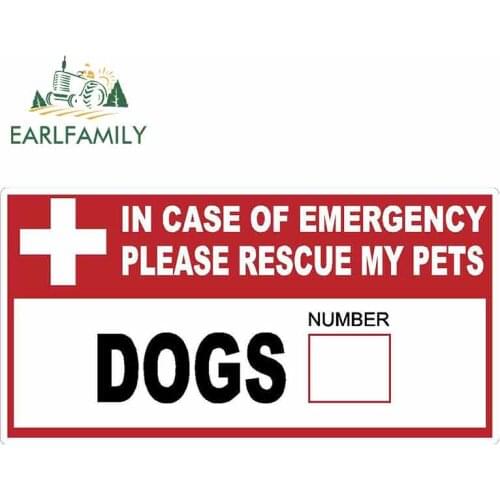 EARLFAMILY 13cm x 6.7cm Car Stickers IN CASE OF EMERGENCY SAVE MY PETS DOOR STICKER DECAL FIRE WARNING SAFETY DOG CAT Graphic