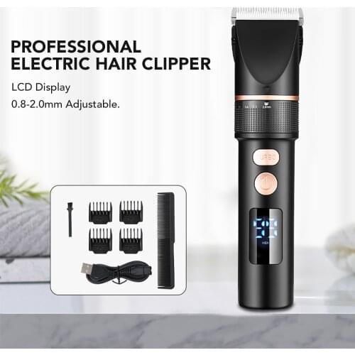 Electric Hair Trimmer Professional USB Rechargeable Beard Trimmer Clipper Shaver for Men Barber Hair Cutting Machine LCD Display