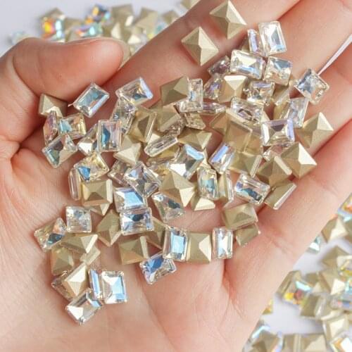 Hot sale nail Rhinestones 6x8mm/8x10mm Rectangle Nail Rhinestones Crystal Stones For DIY Nail Art Decoration Charms Jewelry
