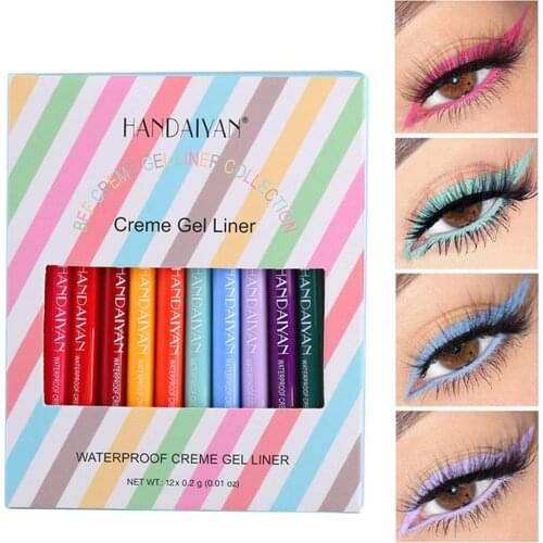 12 Colors Eyeliner Pen Set Eye Shadow Pencil for Women Eye&Lip Liner Professional Waterproof Retractable Eye Makeup Set