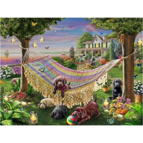 Animal diamond mosaic labrador dogs scenery embroidery painting by number rhinestone wall sticker daimond drawing art needlework