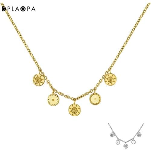 DPLAOPA 925 Sterling Silver Gold Plated silver Movable Round Motifs Ethnic Necklace 2021 Choker Luxury Jewelry Wholesale