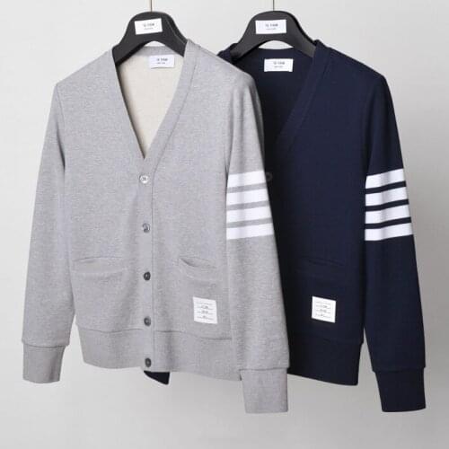 2021 Fashion Brand TB THOM Spring hooded Sweatershirts Cotton Jacket Men Women Couple Clothin Pocket Casual Sportswear Coat