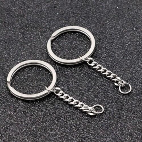 Round Key Keyring Split Ring Stainless Steel Chain Ring Circular Keychain Loops 1XCF