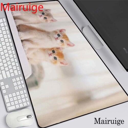Mairuige40*90cm Cute Cat Rubber Gaming Computer Large Mouse Pad Gamer Locking Edge Keyboard XXL Desk Mat Keyboard PC Mice Mats