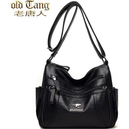OLD TANG Winter Casual Pu Leather Solid Color Zipper Shoulder Bags for Women 2021 Autumn and Winter New Brand Fashion Crossbody