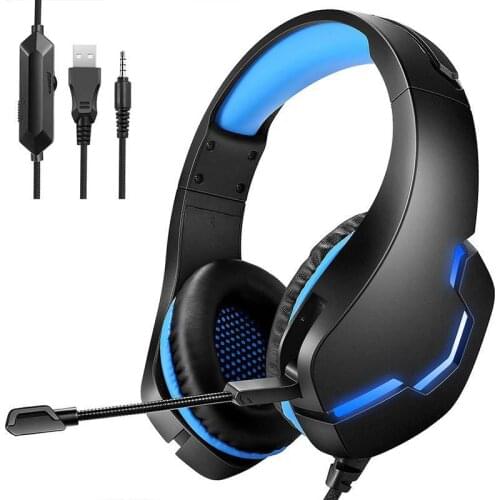 Wired Gaming Headset Headphones For PC PS4 Professional Led Light Gamer Earphone With Microphone Volume Control For Computer