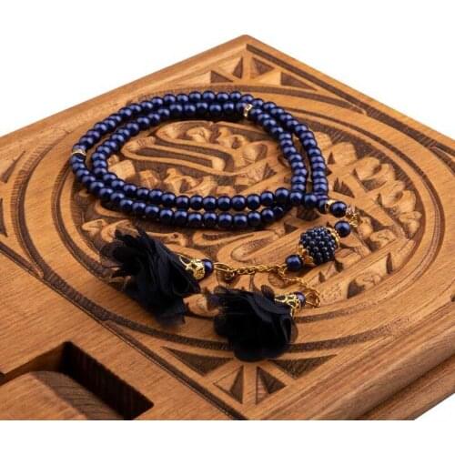 Rose Tassels Prayer Beads Navy Blue (99lu - 6mm)