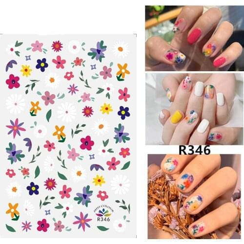 Self-adhesive 3D Stickers for Nails Small Floral Flowers Nail Art Decorations Small Size Fashion Stickers Women Girl Nail Foil