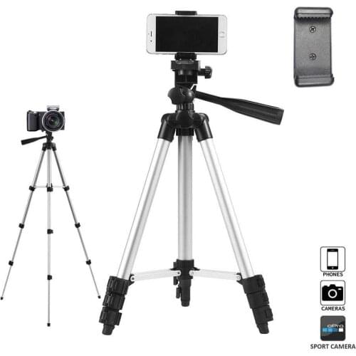 Tripod Stnad Adjustable Aluminum Portable Camera Stand Light Weight Travel Universal Smartphone Holder for Phone Action Cameras