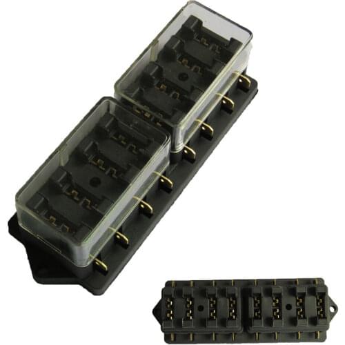 Krator Universal Car 8 Way Standard ATO Blade Fuse Box Block Holder Plug Socket 12V