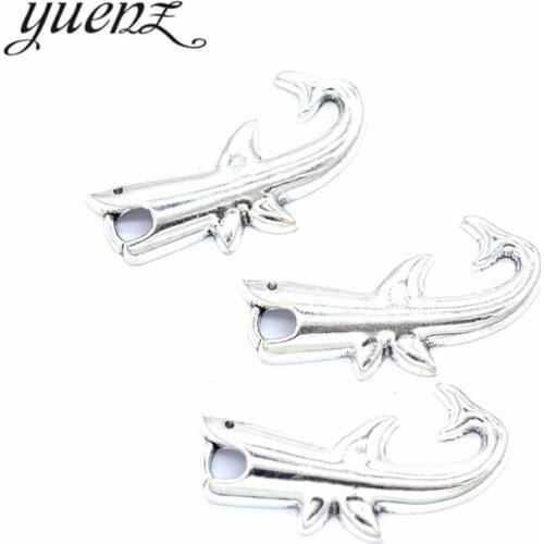 YuenZ 15pcs New Product Antique silver color shark Charms Pendant Jewelry Metal Alloy Jewelry Marking 30*16mm D7136