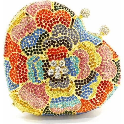Lady Colorful Rhinestone Crystal Gold Clutch Bags High Quality Women Diamond Party Wedding Clutches Bags Luxury Lady Min Wallet