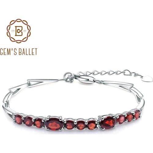 GEMS BALLET 5.32Ct Natural Red Garnet Tennis Bracelet Genuine 925 Sterling Silver Bracelets&bangles Women Fashion Fine Jewelry