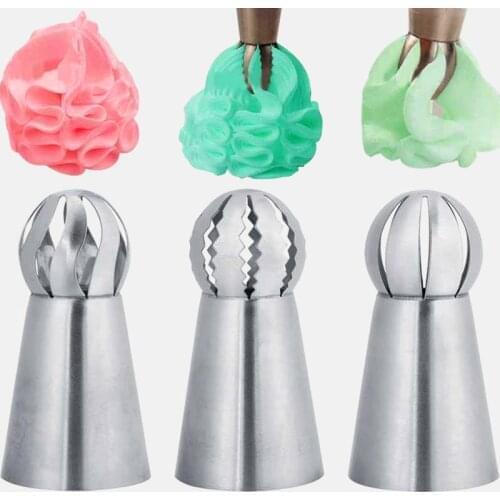 1/3 PCS Cake Stainless Steel Sphere Shape Icing nozzle Piping Cream Tips Tool Flower Torch Pastry Tube Kitchen Decorating Tools